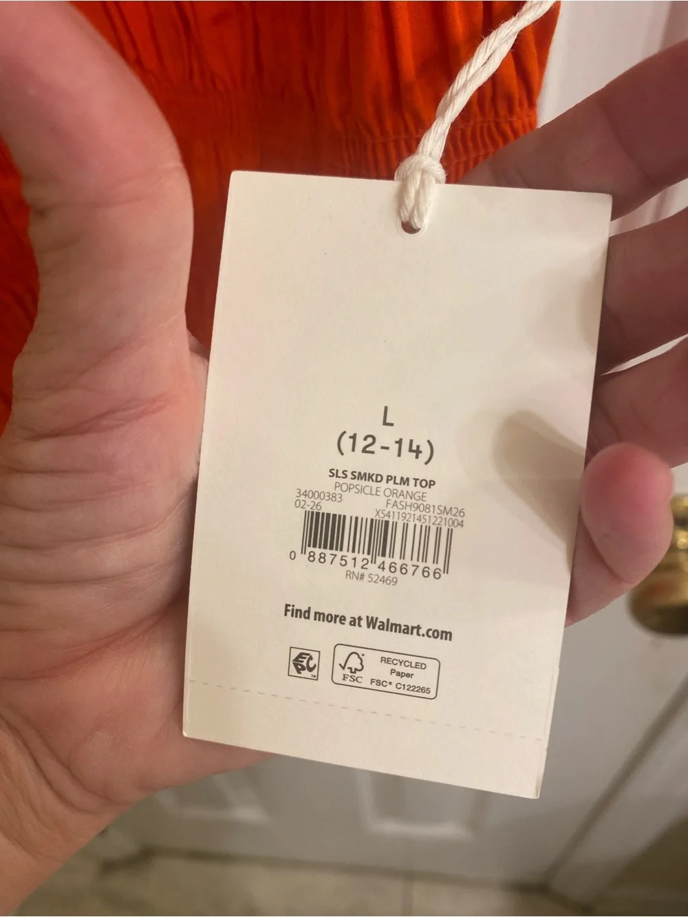 Sleeveless Smocked Peplum Top Bright Orange Coastal Summer Ruffle Top Size Large - Picture 10 of 14